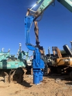 Kobelco excavator mounted hydraulic vibrating pile driver for pipe type sheet piling project