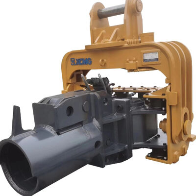 Solar Panel Project PV Sheet Pile Driver With Vibro Hammer And Excavator