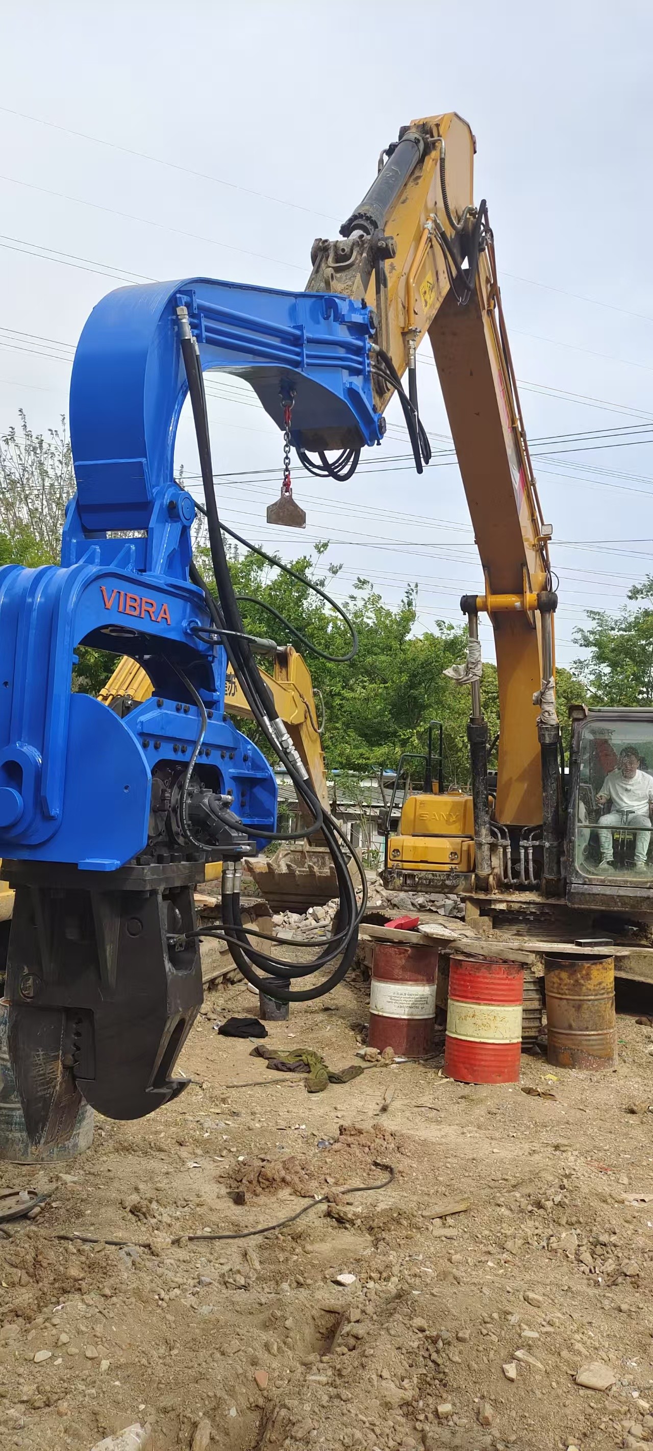 750kg Arm Excavator Mounted Pile Driver for 18m Max Pile Length Piling ...