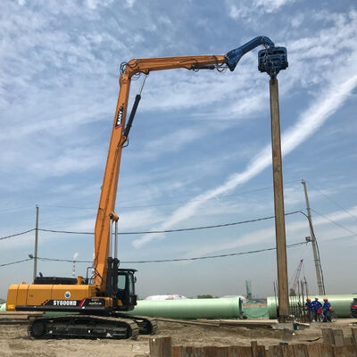3200rpm Vibro Pile Driver: Blue SANY Mounted with Heavy-Duty Clamps & Rapid Pile Extraction