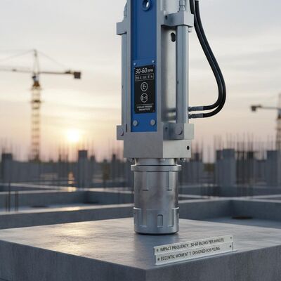 Impact Frequency 30 to 60 Blows Per Minute Hydraulic Pile Driver Offering Hydraulic Pressure Driving Force and Eccentric Moment 1 Designed for Piling