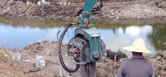 Mini Excavator Mounted Multipurpose Hydraulic Pile Driver , Hydraulic Hammer Piling Machine