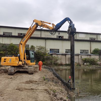 Eco Friendly Plastic Sheet Piling Through Excavator Mounted Pile Driver